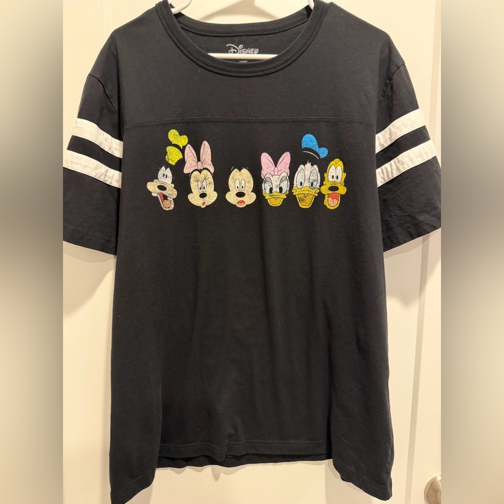Disney Black Short Sleeve Tee with Character Faces